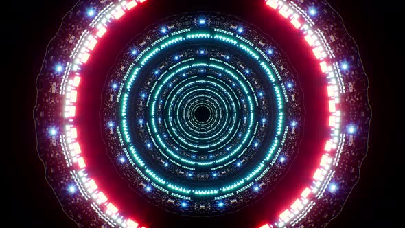 Rotating Cyan Lamp And Crimson Light Tunnel Effect Loop 4K alt