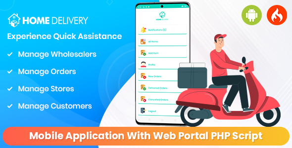 Home Delivery Mobile Application With Web Portal PHP Script