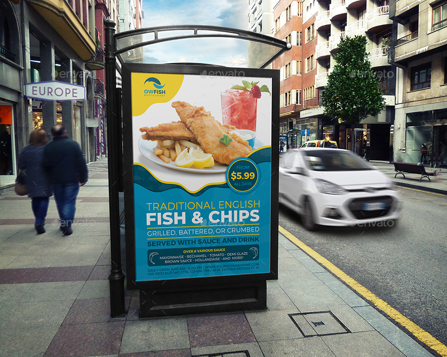 Fish and Chips Restaurant Poster Template, Print Templates GraphicRiver