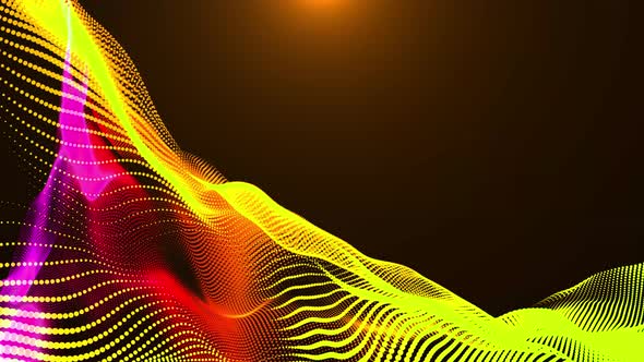 abstract dot line yellow color particle line animation background alt