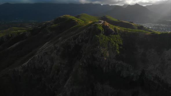 Aerial of Bunkers on Pillbox Hike in Hawaii alt