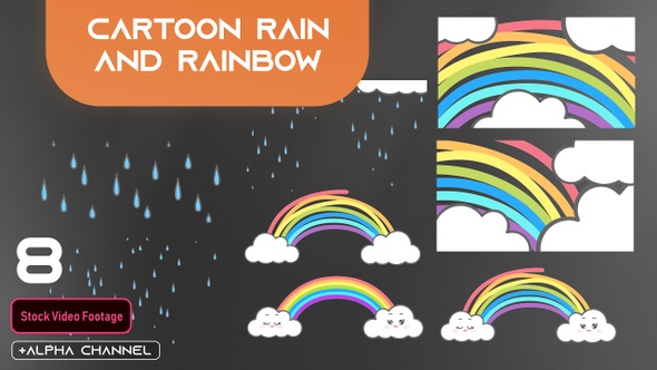 Cartoon Rain And Rainbow