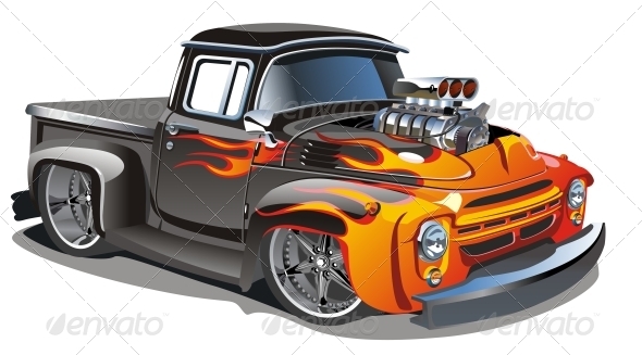 Vector Cartoon Hotrod - Man-made Objects Objects