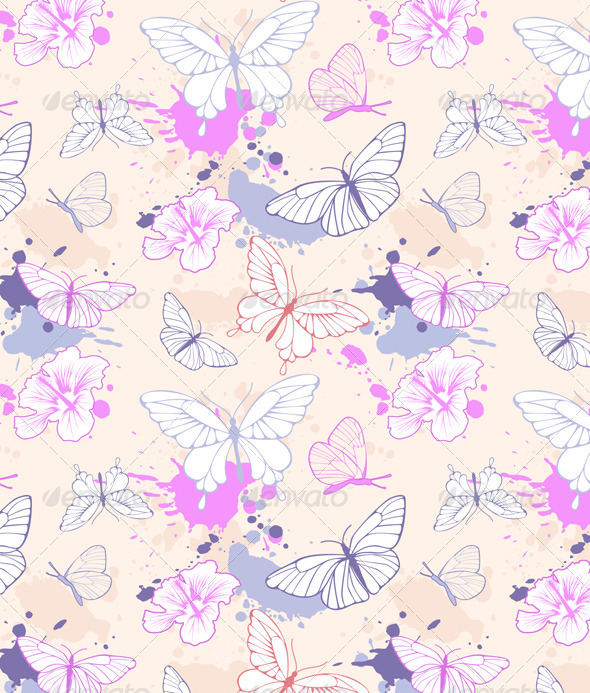 Seamless Pattern with Butterfly