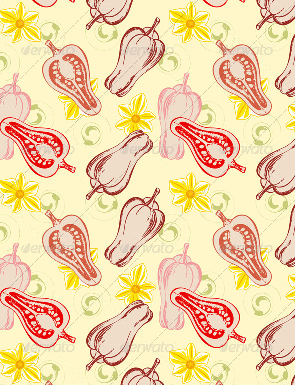 Seamless Pattern with Red Hot Pepper