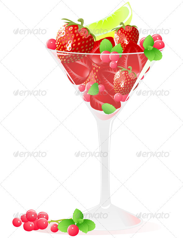 Glass of Berries and Fruits - Food Objects