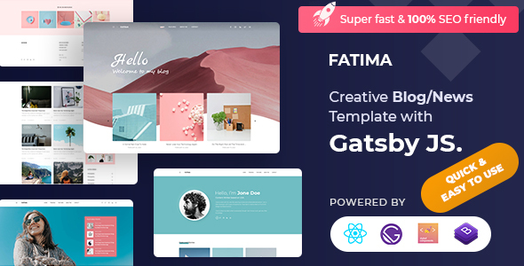 Excellent Fatima - Creative React Gatsby Blog Template