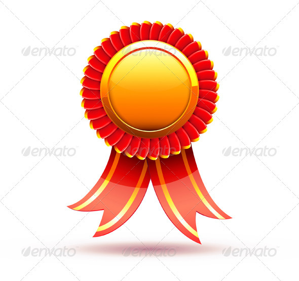 Red badge and ribbon - Decorative Vectors