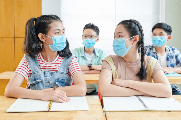 School students in medical masks