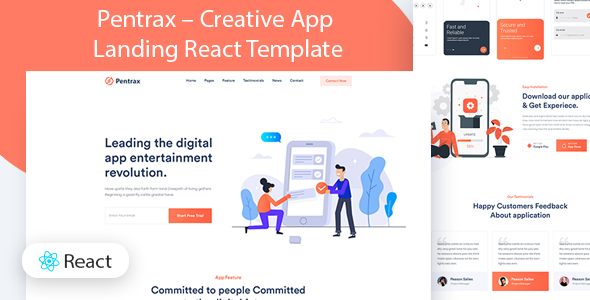 Great Pentrax - Creative App Landing React Template