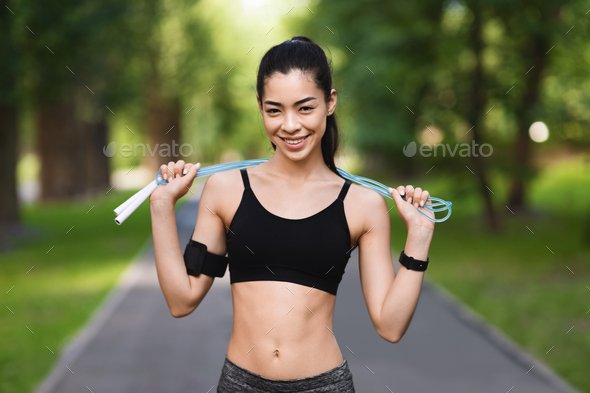 asian girl skipping