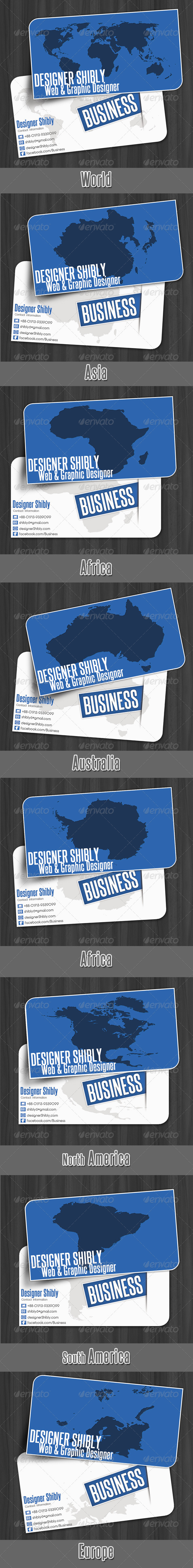 World Map Business Card - Corporate Business Cards