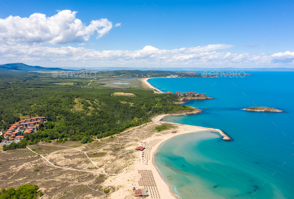 panoramic view of picturesque coastline - Stock Photo - Images