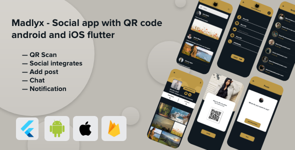 Madlyx - Social app with QR code android and iOS flutter