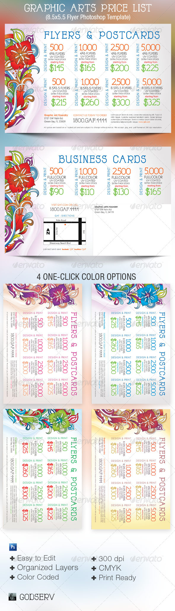 Graphic Arts Price List Flyer Postcard Template - Commerce Flyers