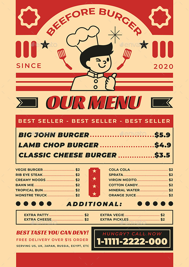 Retro Menu, Print Templates | GraphicRiver