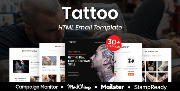 Tattoo - Multipurpose Responsive Email Template 30+ Modules Mailchimp