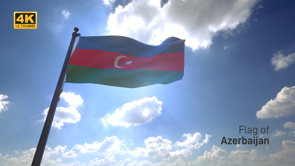 Azerbaijan Flag on a Flagpole V4 - 4K alt