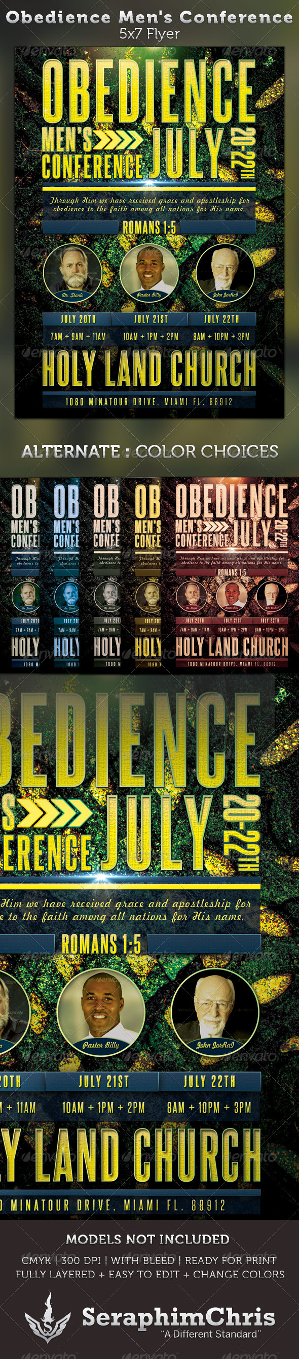 Obedience Men's Conference Church Flyer Template - Church Flyers