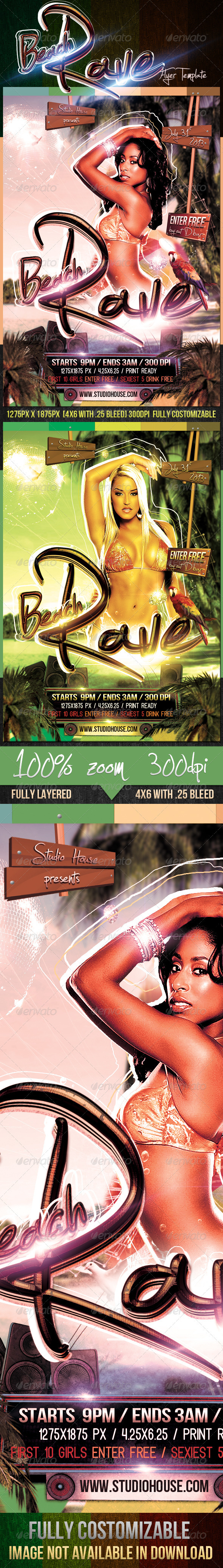 Beach Rave Party Flyer - Clubs & Parties Events