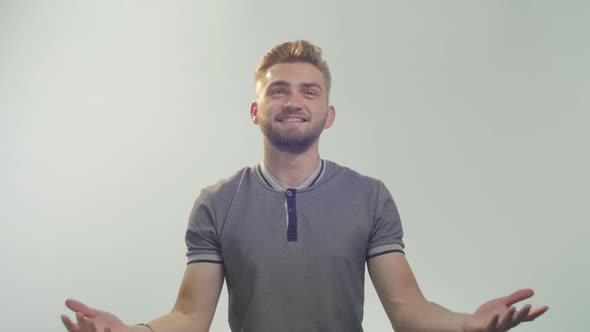 Money falling on a happy man alt