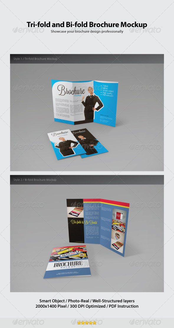 Trifold and Bifold Brochure Mockup