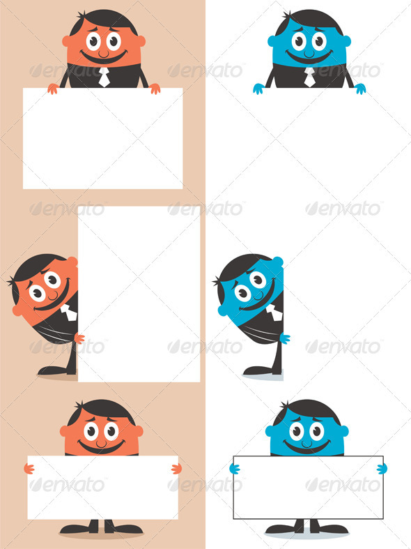 Businessman Behind Sign - People Characters