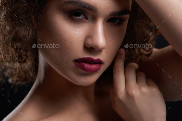 Close up of beatiful curly girl - Stock Photo - Images
