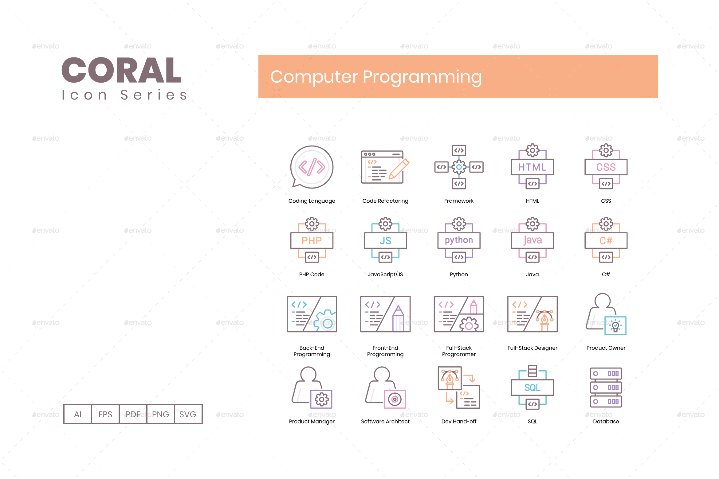 Computer Programming Icons, Icons | GraphicRiver