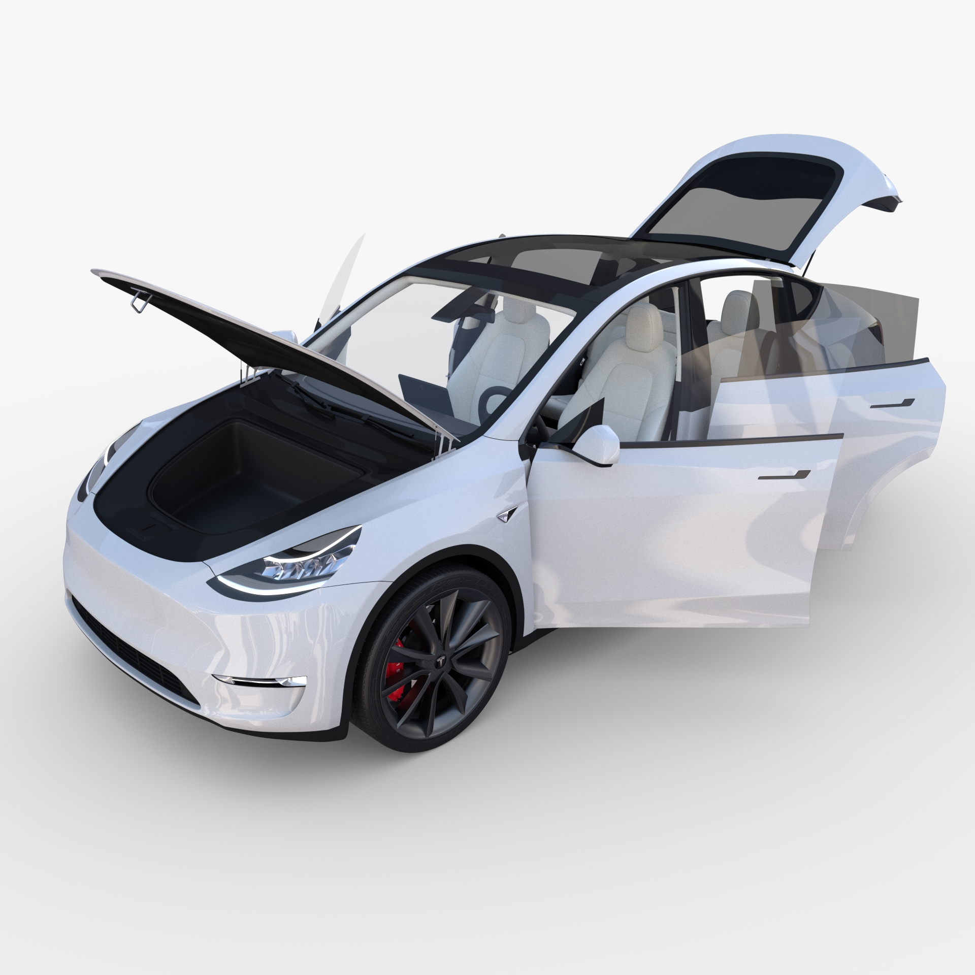 Tesla Model Y Rwd White With Interior And Chassis By Dragosburian 3docean