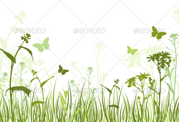 Green Floral Background - Characters Vectors