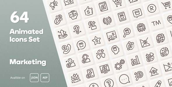 Marketing Animation Icons Set - Lottie JSON SVG