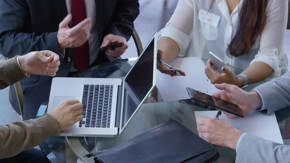 Closeup shot of group of business people meeting