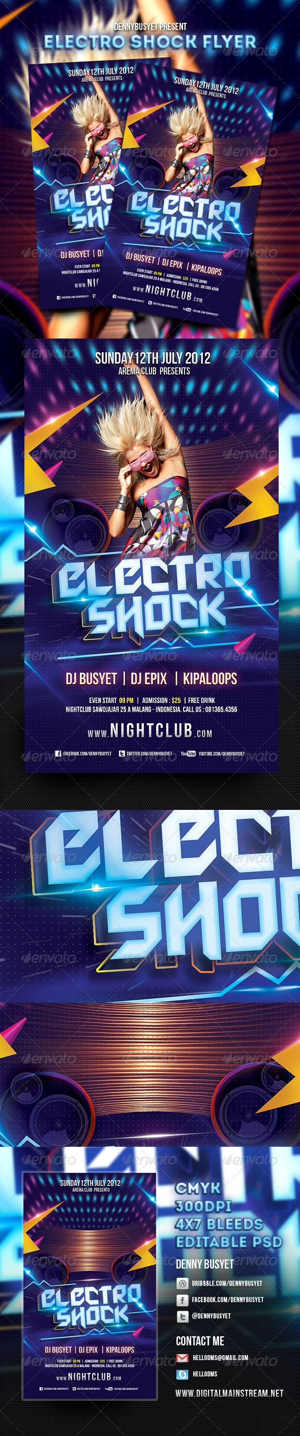 Electro Shock Flyer Template - Clubs & Parties Events