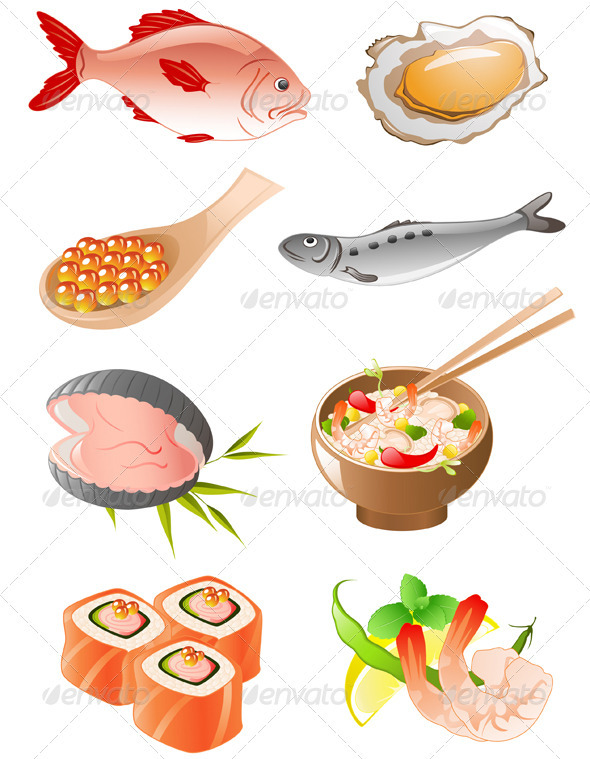 Set of  Seafood Icons