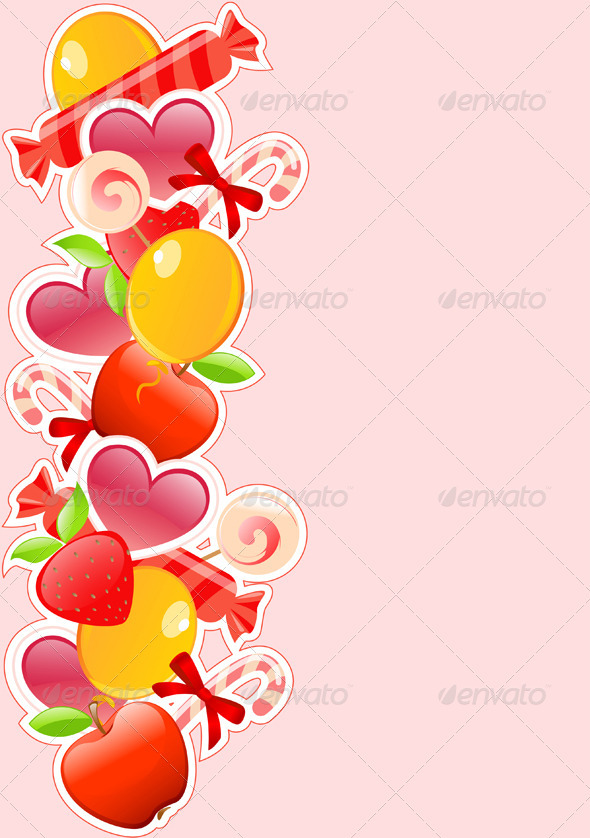 Holiday Background with Candy and Fruits - Backgrounds Decorative