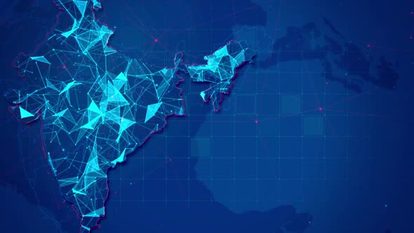 Abstract Plexus Network In India Map alt