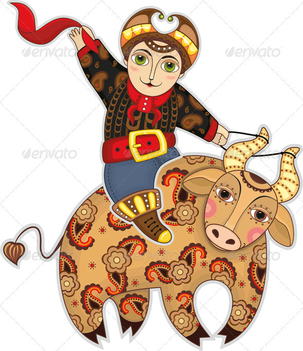 Man Bull Rodeo Isolated - Characters Vectors
