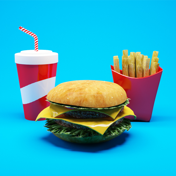 Realistic Hamburger with - 3Docean 28200505