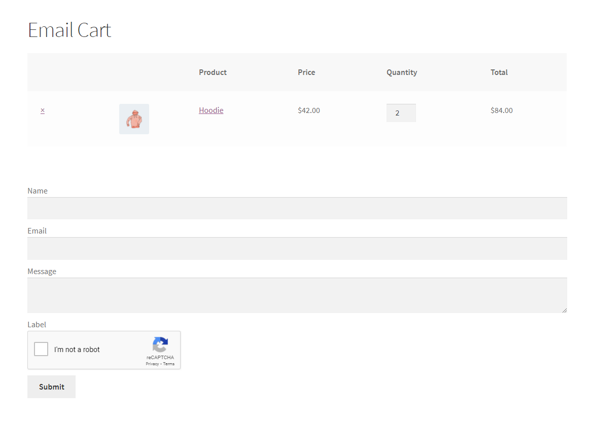 Email cart example