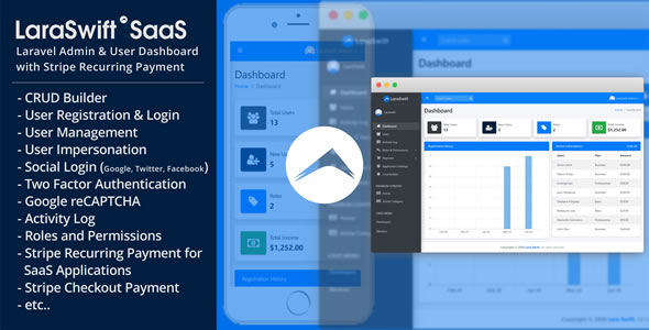 LaraSwift SaaS– Laravel Admin & User Dashboard + CRUD Builder + Stripe Recurring Payment