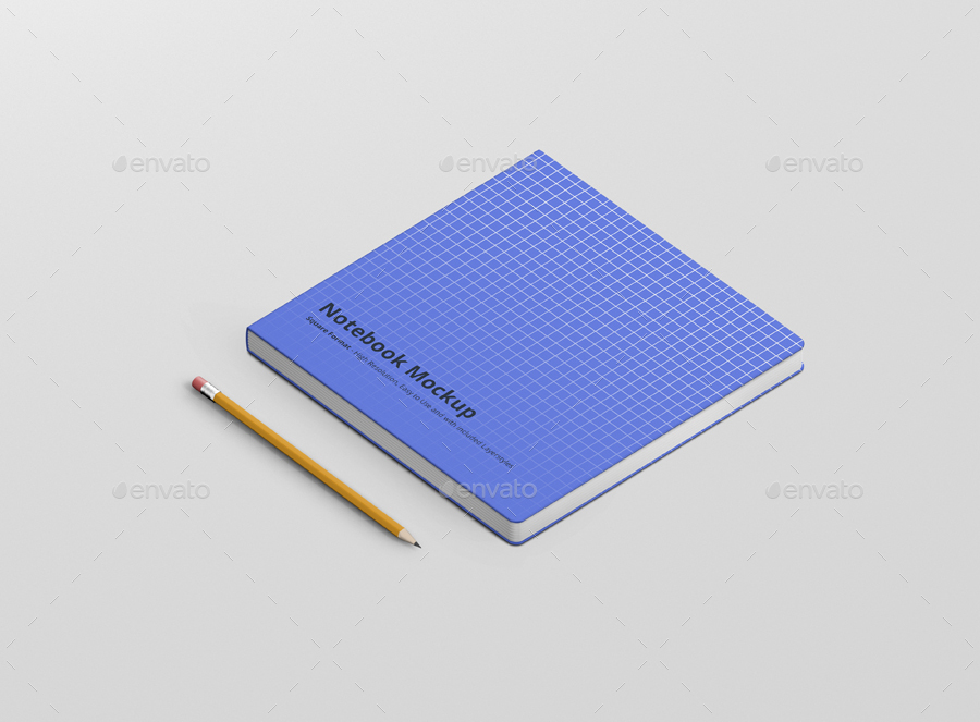Overhead View of Simple Square Shape Notebook Mockup (FREE) - Resource Boy