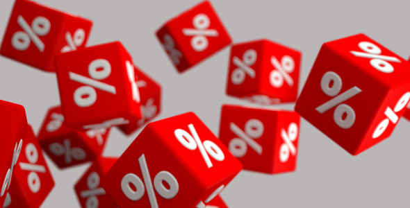 Dice With Percentage Symbol Falling Down