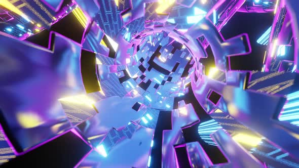 Bright Colorful Fast Moving Sci-Fi Space Wormhole