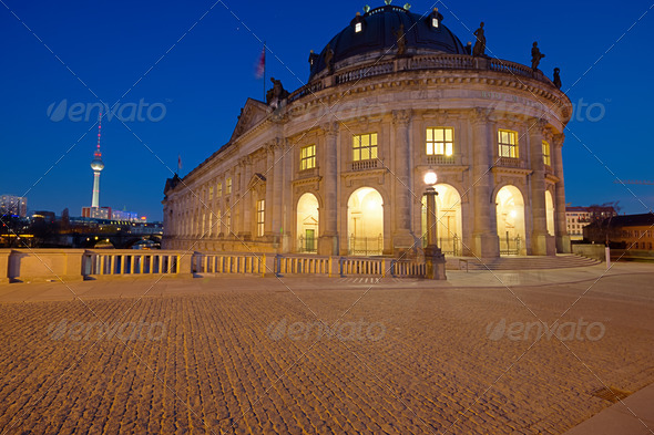Bodemuseum with Television Tower  - Stock Photo - Images