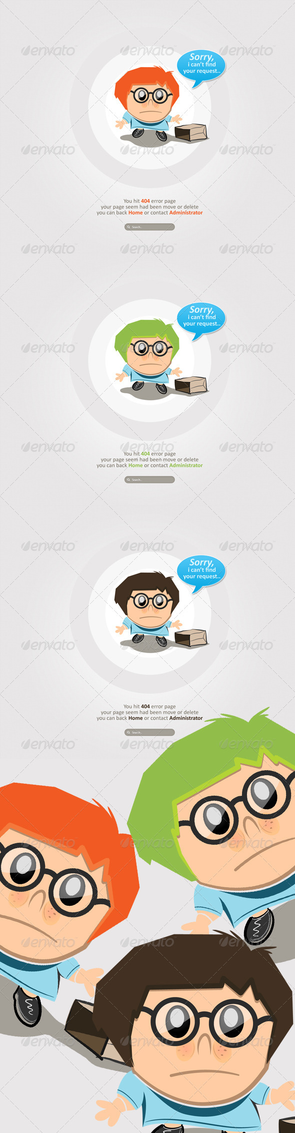 Clean and Simple Character 404 Error - 404 Pages Web Elements