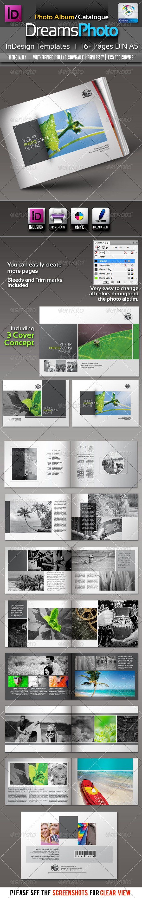 Dreams Clean Photo Album InDesign Templates - Photo Albums Print Templates