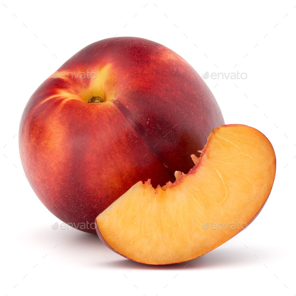 Fresh nectarines fruit isolated on a white background Stock Photo