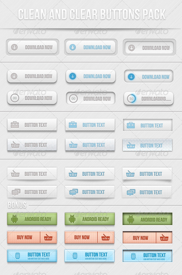 Clean And Clear Buttons Pack - Buttons Web Elements