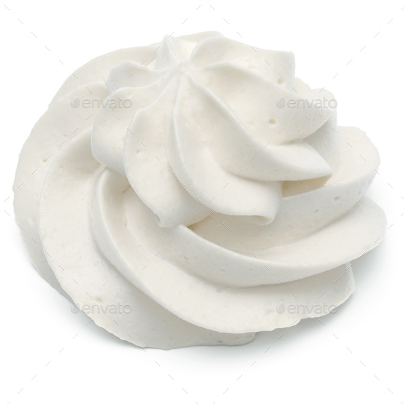 Whipped cream swirl isolated on white background cutout Stock Photo by  natika